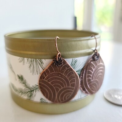 Etched Copper Dangle Earrings: Exquisite and Unique Designs: Free Shipping - image5